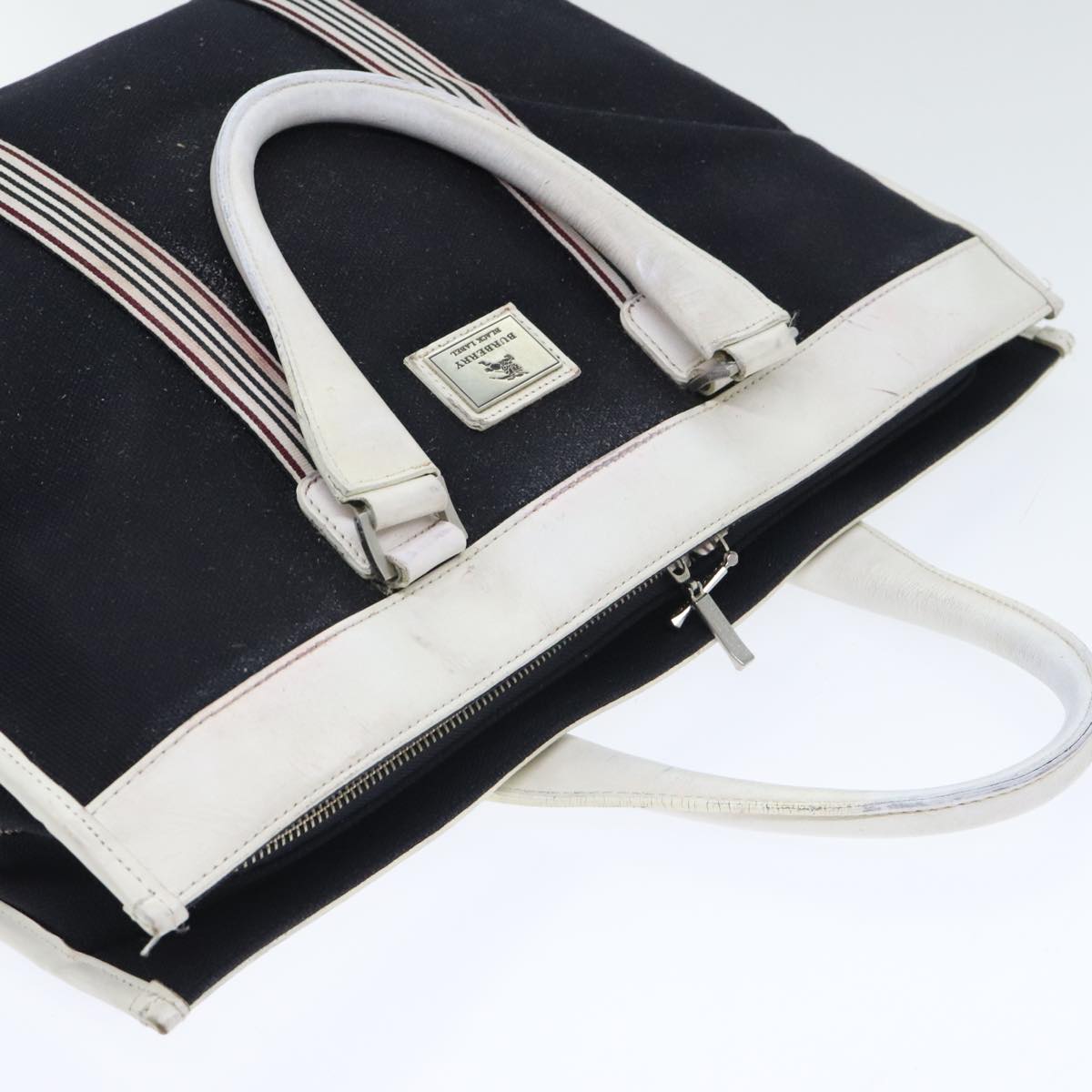 BURBERRY Black label Hand Bag Canvas Black Silver Auth bs18581