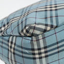 BURBERRY Nova Check Hand Bag Nylon Blue Silver Auth bs18587-16