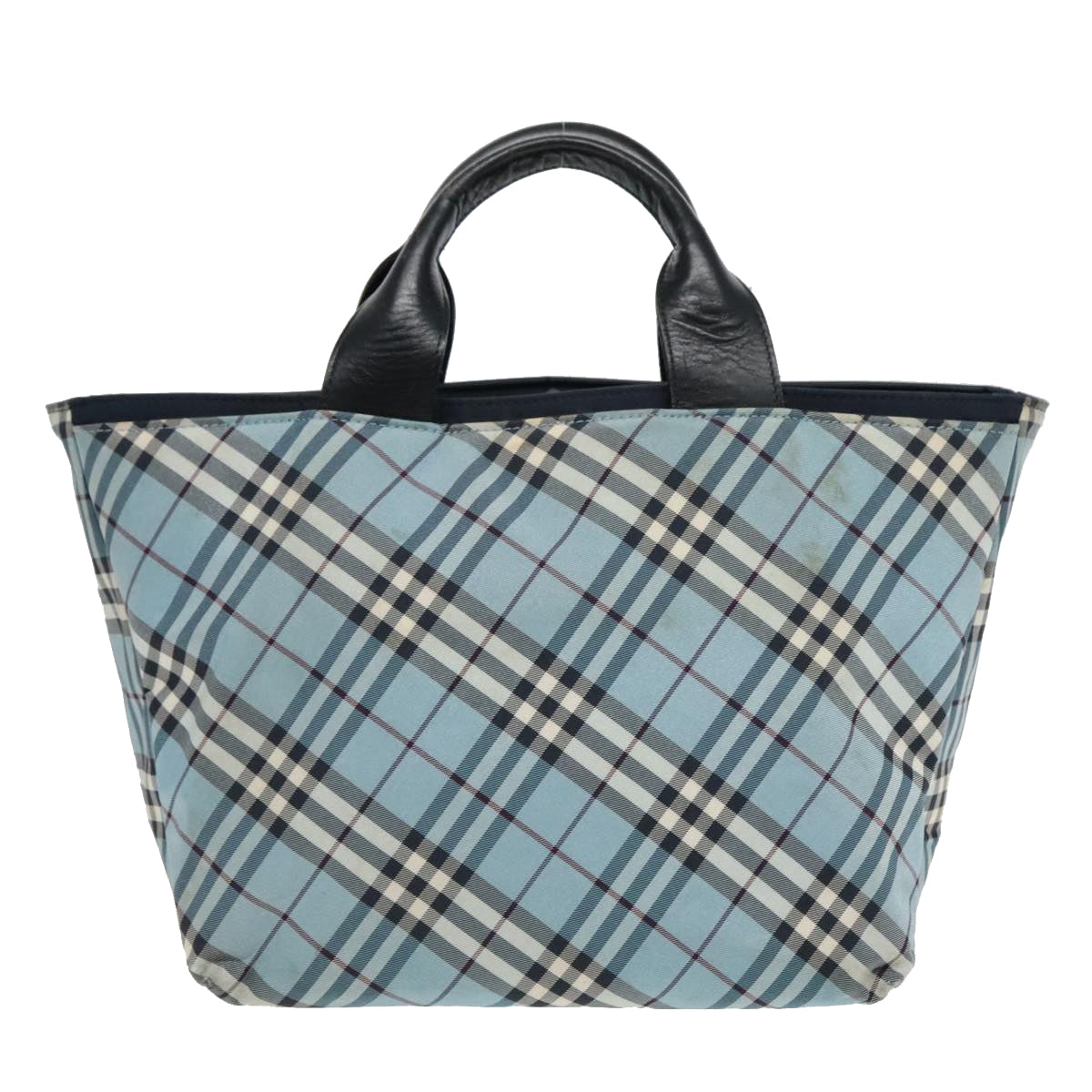 BURBERRY Nova Check Hand Bag Nylon Blue Silver Auth bs18587 - 0