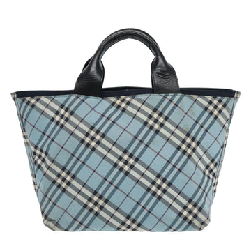 BURBERRY Nova Check Hand Bag Nylon Blue Silver Auth bs18587 - 0