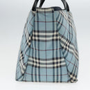 BURBERRY Nova Check Hand Bag Nylon Blue Silver Auth bs18587-4