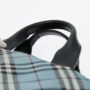 BURBERRY Nova Check Hand Bag Nylon Blue Silver Auth bs18587-8