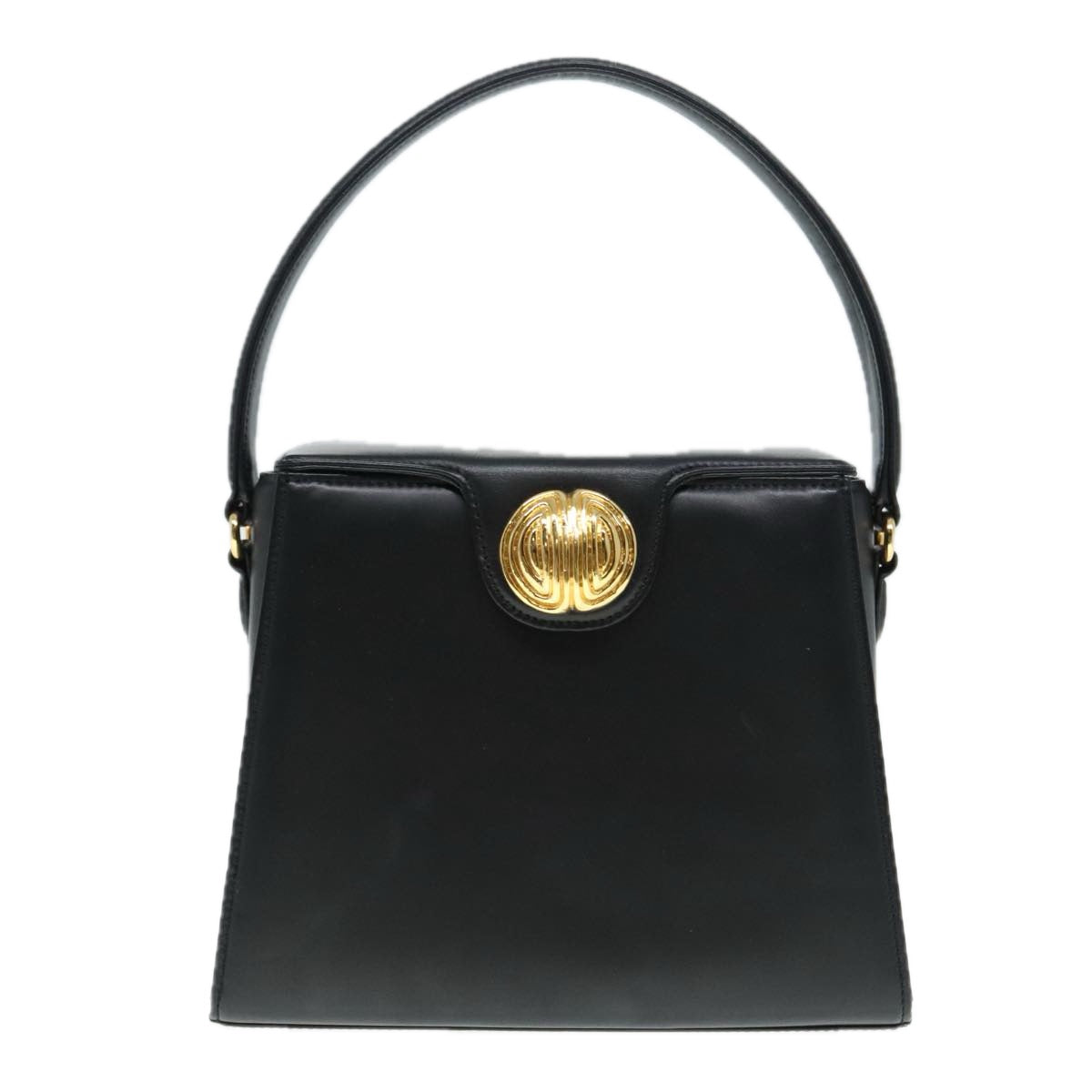 GIVENCHY Hand Bag Leather Black Gold Auth bs18596 - 0