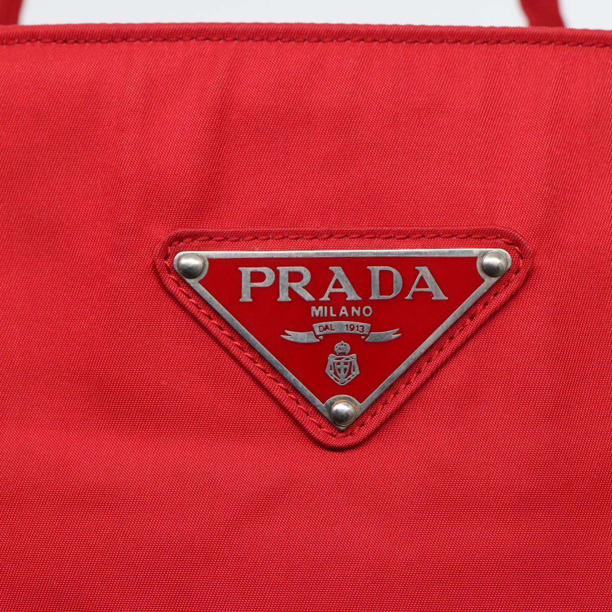 PRADA Hand Bag Nylon Red Silver Auth bs18600