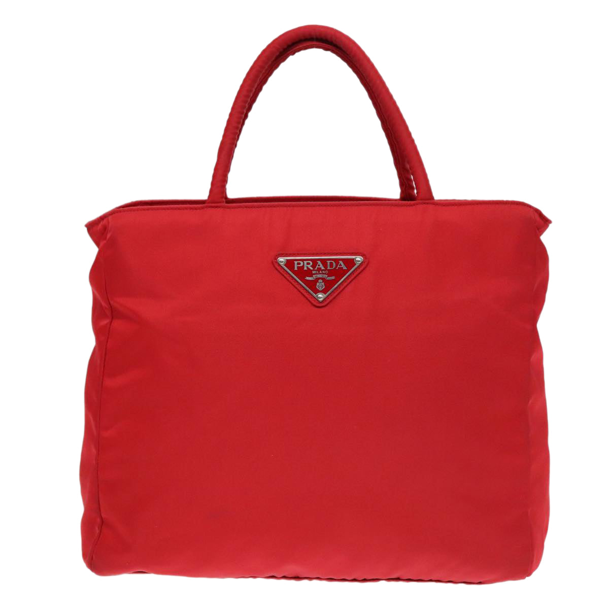 PRADA Hand Bag Nylon Red Silver Auth bs18600