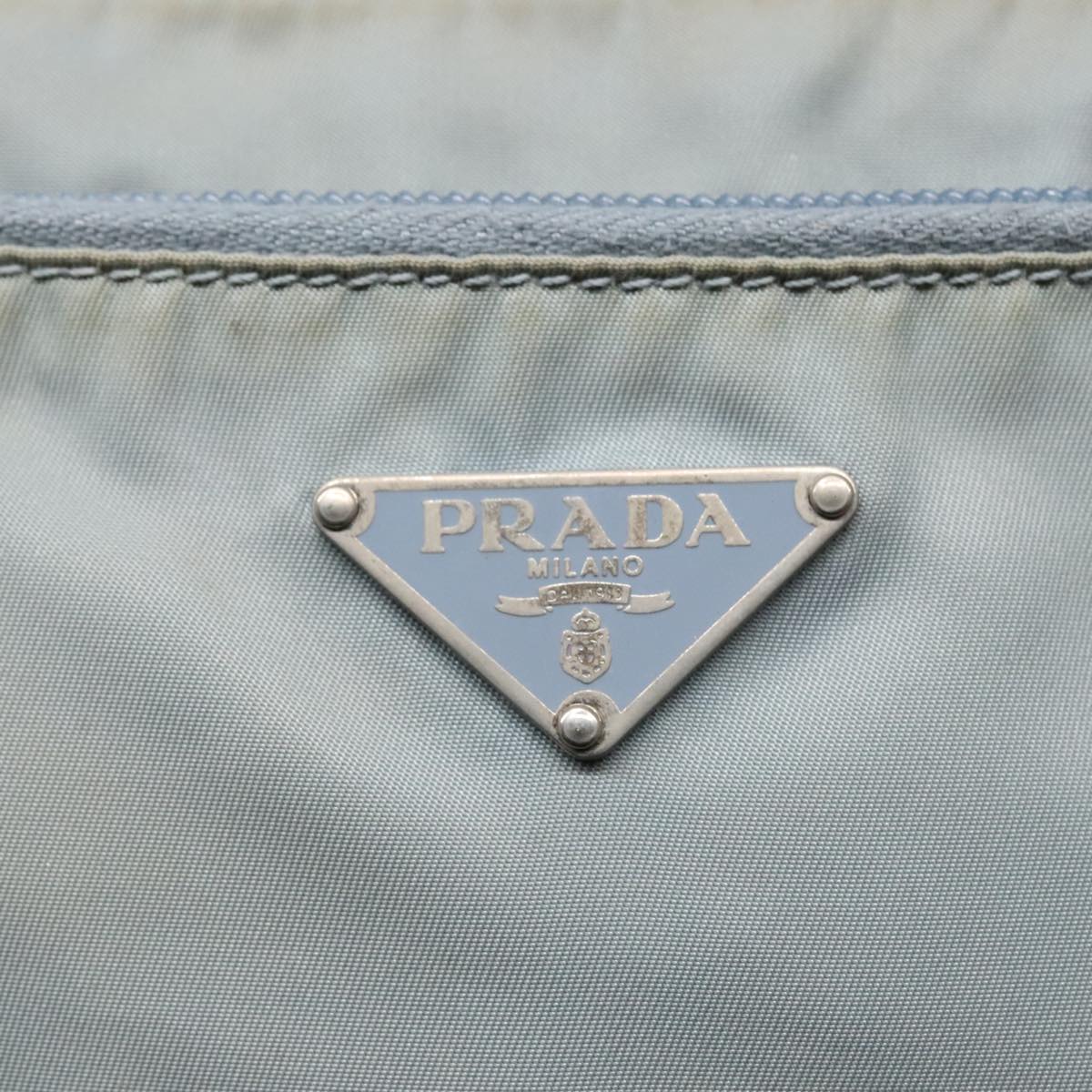 PRADA Shoulder Bag Nylon Light Blue Silver Auth bs18602