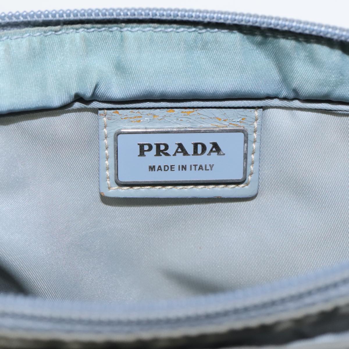 PRADA Shoulder Bag Nylon Light Blue Silver Auth bs18602