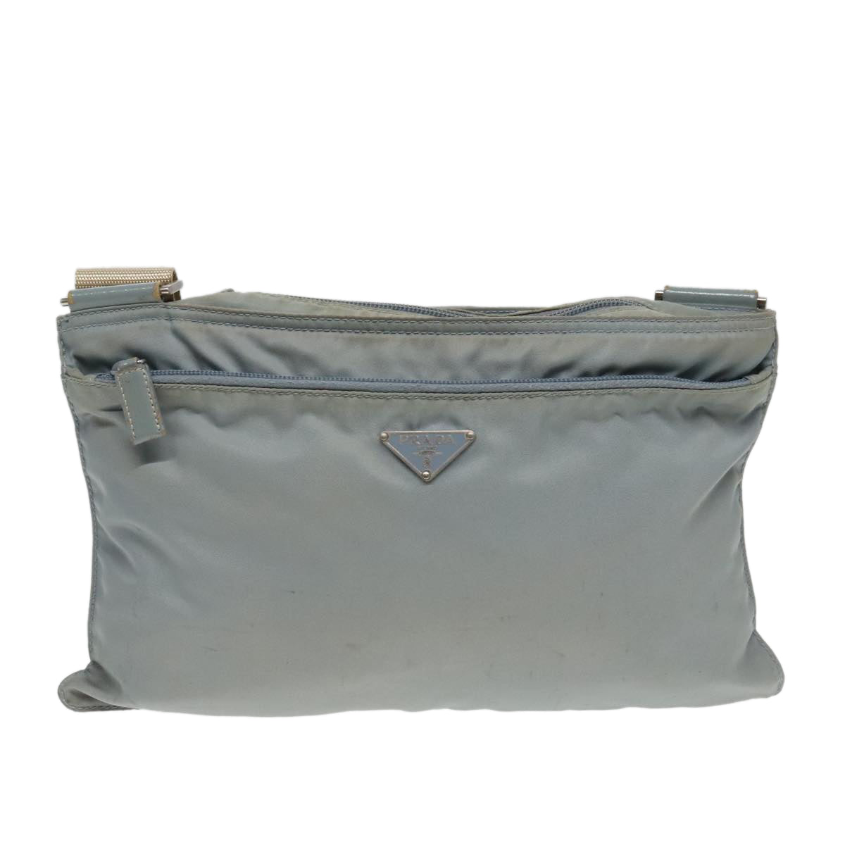 PRADA Shoulder Bag Nylon Light Blue Silver Auth bs18602