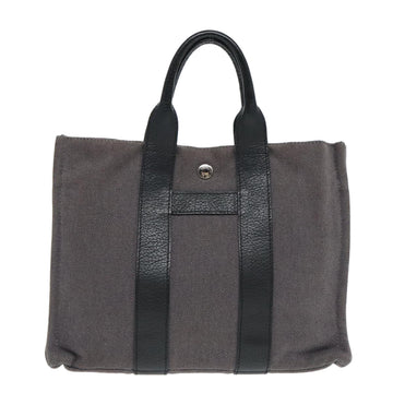 HERMES Sac Arne PM Hand Bag Canvas Gray Silver Auth bs18606 - 0