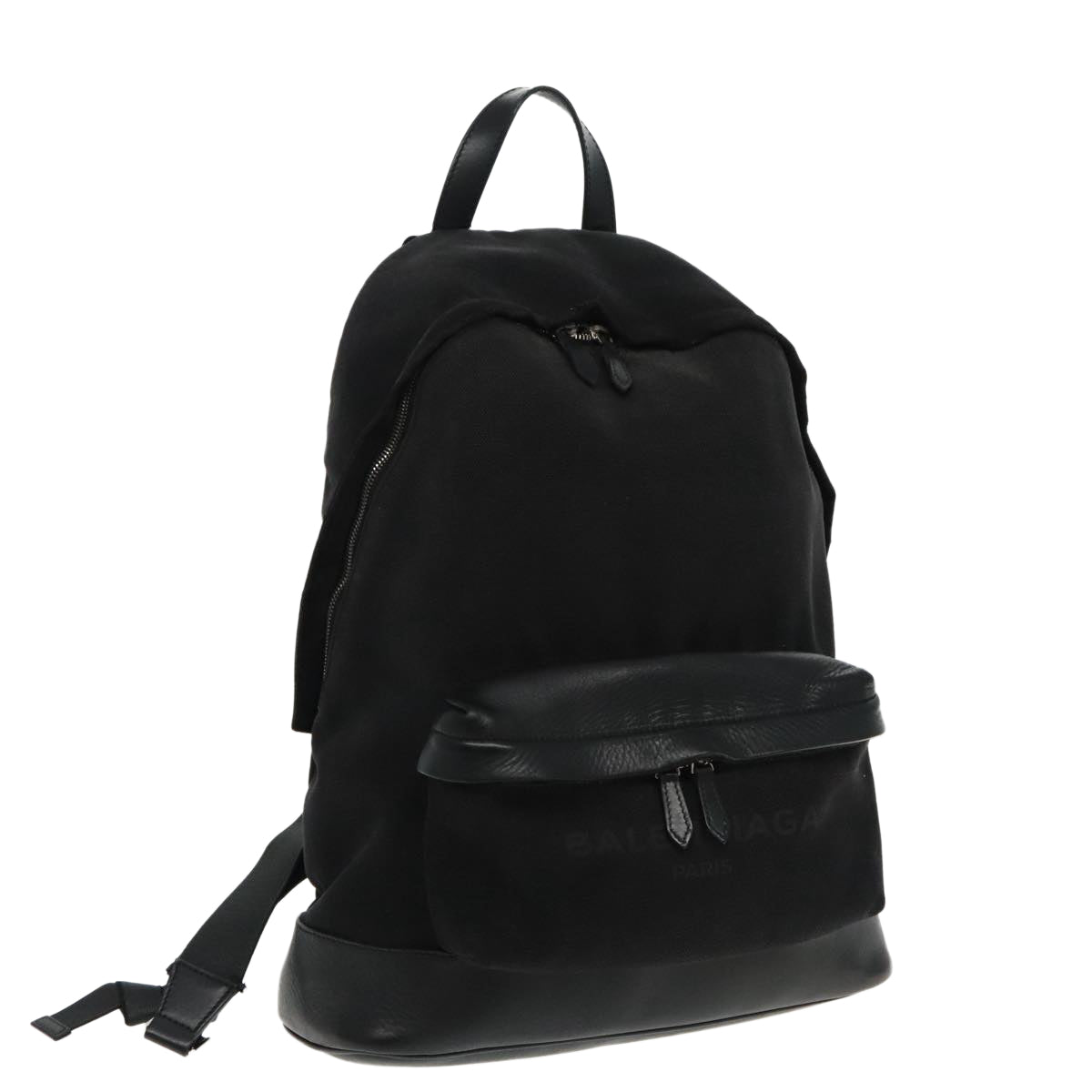 BALENCIAGA Backpack Canvas Leather Black Silver 392007 Auth bs18650