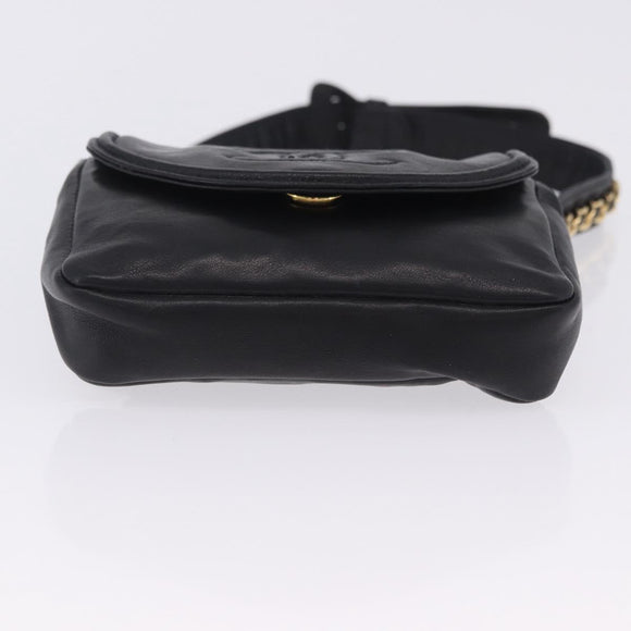 CHANEL COCO Mark Chain Waist bag Lamb Skin Black Gold CC Auth bs18653