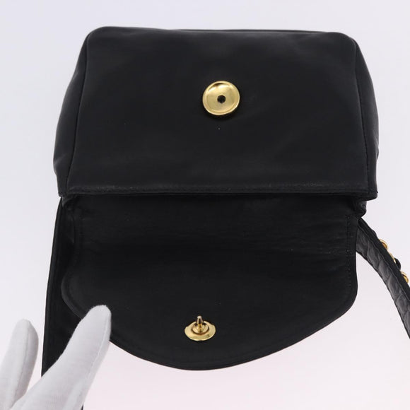 CHANEL COCO Mark Chain Waist bag Lamb Skin Black Gold CC Auth bs18653