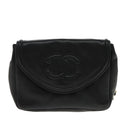 CHANEL COCO Mark Chain Waist bag Lamb Skin Black Gold CC Auth bs18653-2