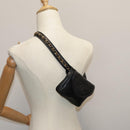 CHANEL COCO Mark Chain Waist bag Lamb Skin Black Gold CC Auth bs18653-22