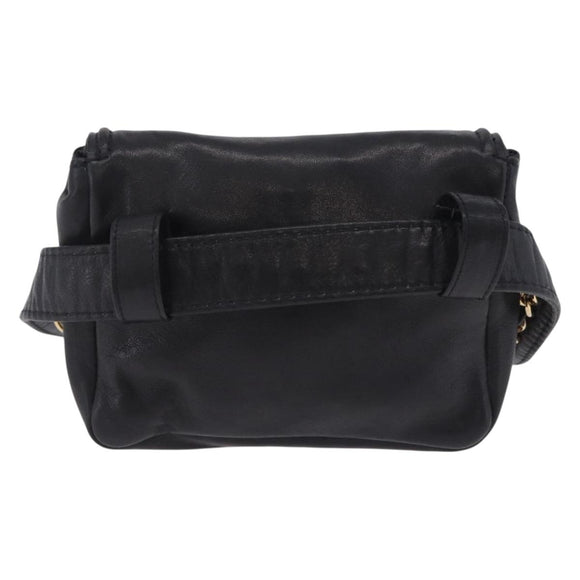 CHANEL COCO Mark Chain Waist bag Lamb Skin Black Gold CC Auth bs18653