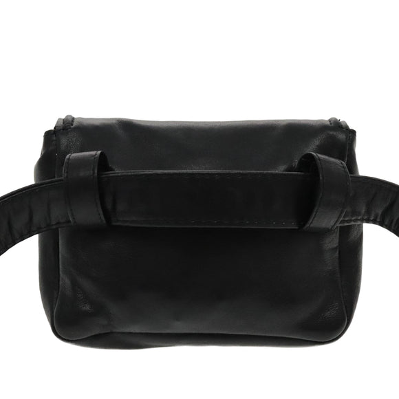 CHANEL COCO Mark Chain Waist bag Lamb Skin Black Gold CC Auth bs18653