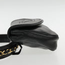 CHANEL COCO Mark Chain Waist bag Lamb Skin Black Gold CC Auth bs18653-4