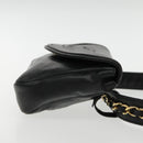 CHANEL COCO Mark Chain Waist bag Lamb Skin Black Gold CC Auth bs18653-5