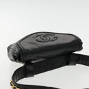 CHANEL COCO Mark Chain Waist bag Lamb Skin Black Gold CC Auth bs18653-6