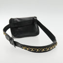 CHANEL COCO Mark Chain Waist bag Lamb Skin Black Gold CC Auth bs18653-7