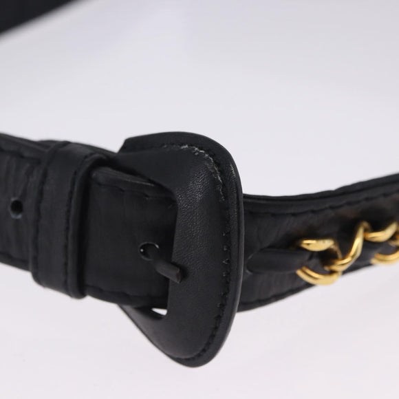 CHANEL COCO Mark Chain Waist bag Lamb Skin Black Gold CC Auth bs18653
