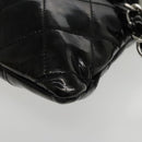 CHANEL Matelasse Chain Shoulder Bag Patent leather Black Silver CC Auth bs18654-13