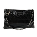 CHANEL Matelasse Chain Shoulder Bag Patent leather Black Silver CC Auth bs18654-1
