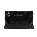 CHANEL Matelasse Chain Shoulder Bag Patent leather Black Silver CC Auth bs18654-2