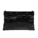 CHANEL Matelasse Chain Shoulder Bag Patent leather Black Silver CC Auth bs18654-3