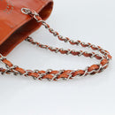 CHANEL Triple Coco Chain Tote Bag Patent leather Orange Silver CC Auth bs18659-9