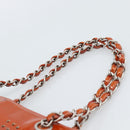 CHANEL Triple Coco Chain Tote Bag Patent leather Orange Silver CC Auth bs18659-14