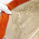 CHANEL Triple Coco Chain Tote Bag Patent leather Orange Silver CC Auth bs18659-19