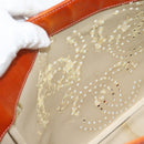 CHANEL Triple Coco Chain Tote Bag Patent leather Orange Silver CC Auth bs18659-20