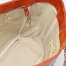 CHANEL Triple Coco Chain Tote Bag Patent leather Orange Silver CC Auth bs18659-21