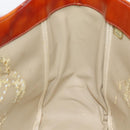 CHANEL Triple Coco Chain Tote Bag Patent leather Orange Silver CC Auth bs18659-22