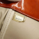 CHANEL Triple Coco Chain Tote Bag Patent leather Orange Silver CC Auth bs18659-23