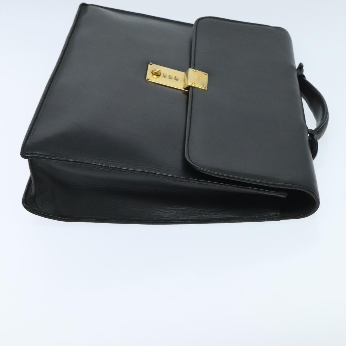 GUCCI Briefcase Leather Black Gold Auth bs18662