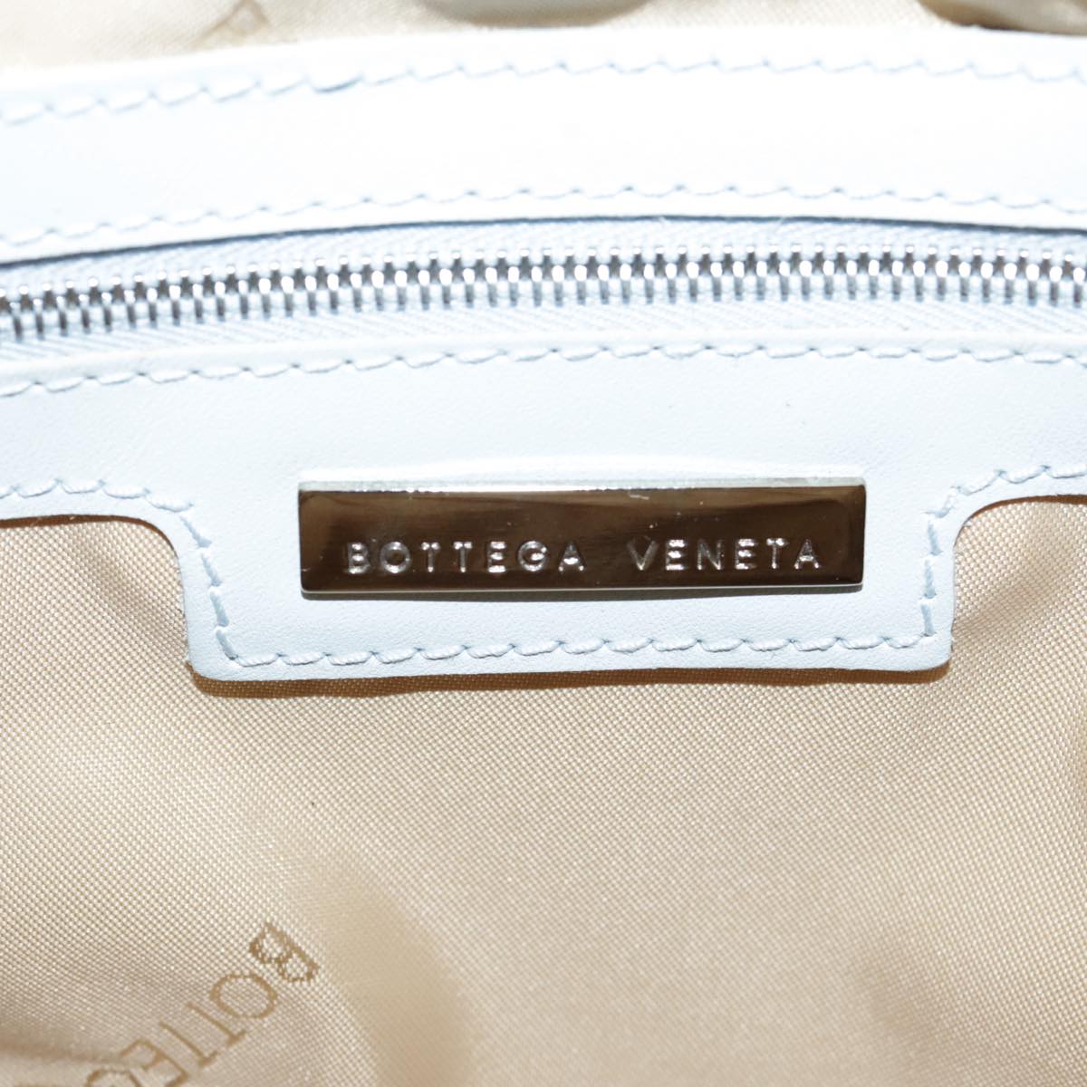 BOTTEGA VENETA Boston Bag Nylon 2way Blue Silver Auth bs18667