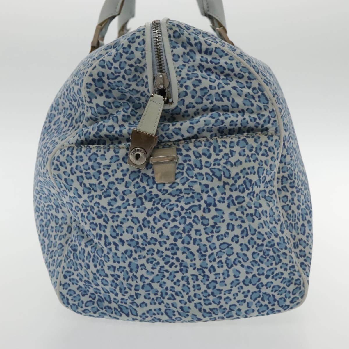 BOTTEGA VENETA Boston Bag Nylon 2way Blue Silver Auth bs18667