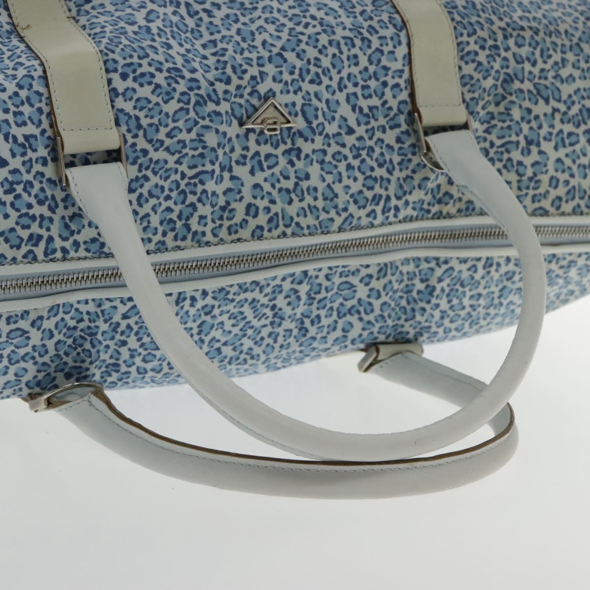 BOTTEGA VENETA Boston Bag Nylon 2way Blue Silver Auth bs18667