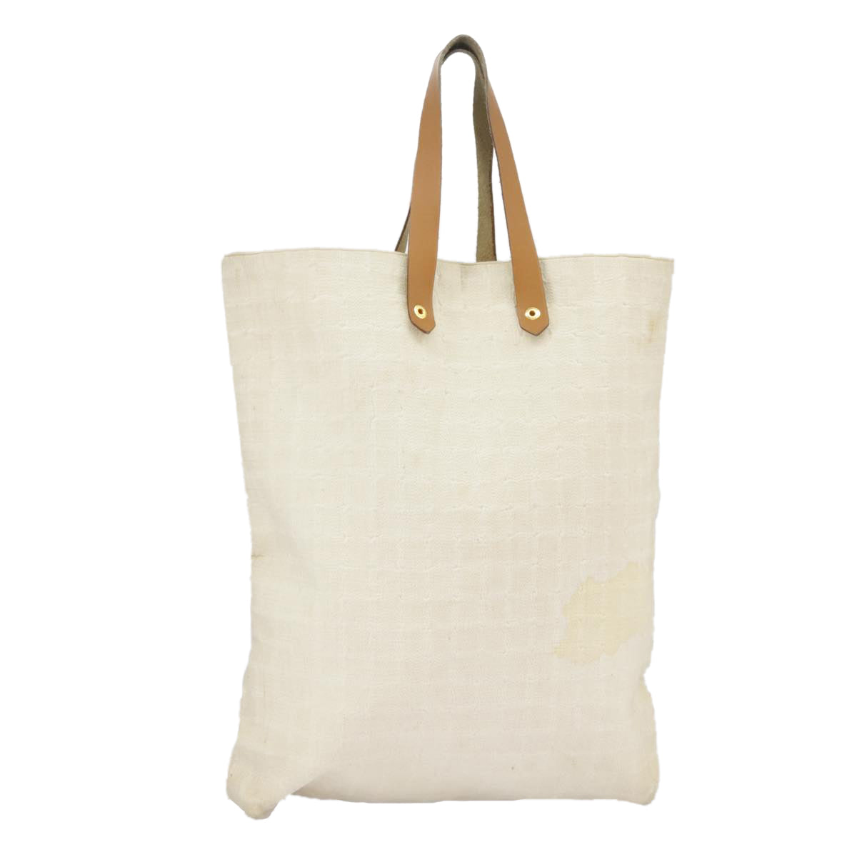 HERMES Amedaba GM Tote Bag Canvas Cream Beige Auth bs18672