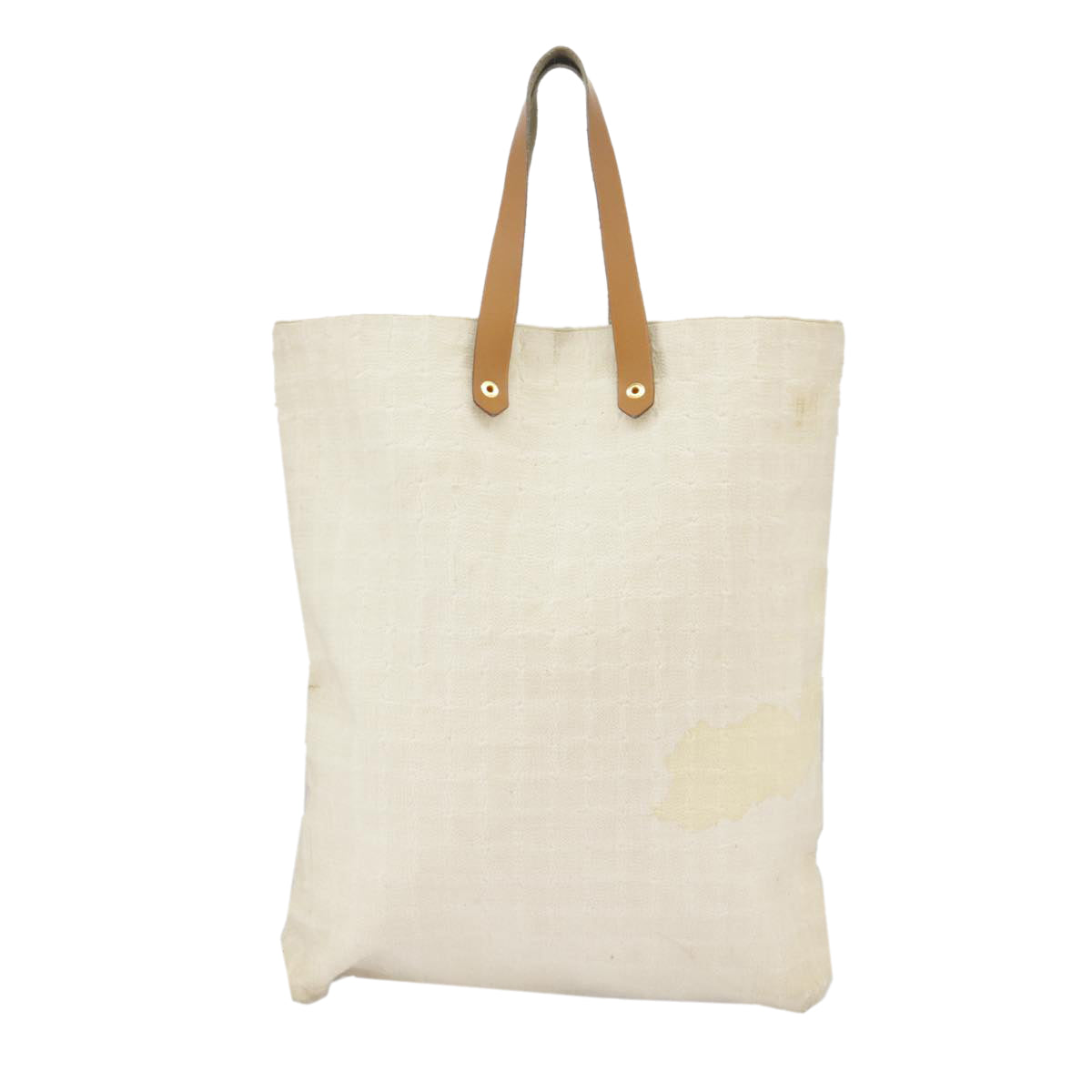 HERMES Amedaba GM Tote Bag Canvas Cream Beige Auth bs18672