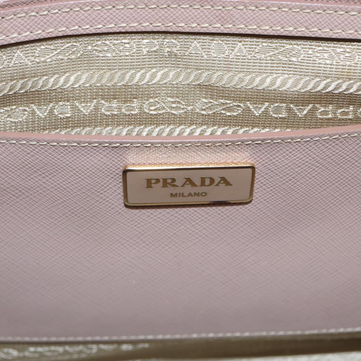 PRADA Galleria Hand Bag Safiano leather Pink Gold Auth bs18675