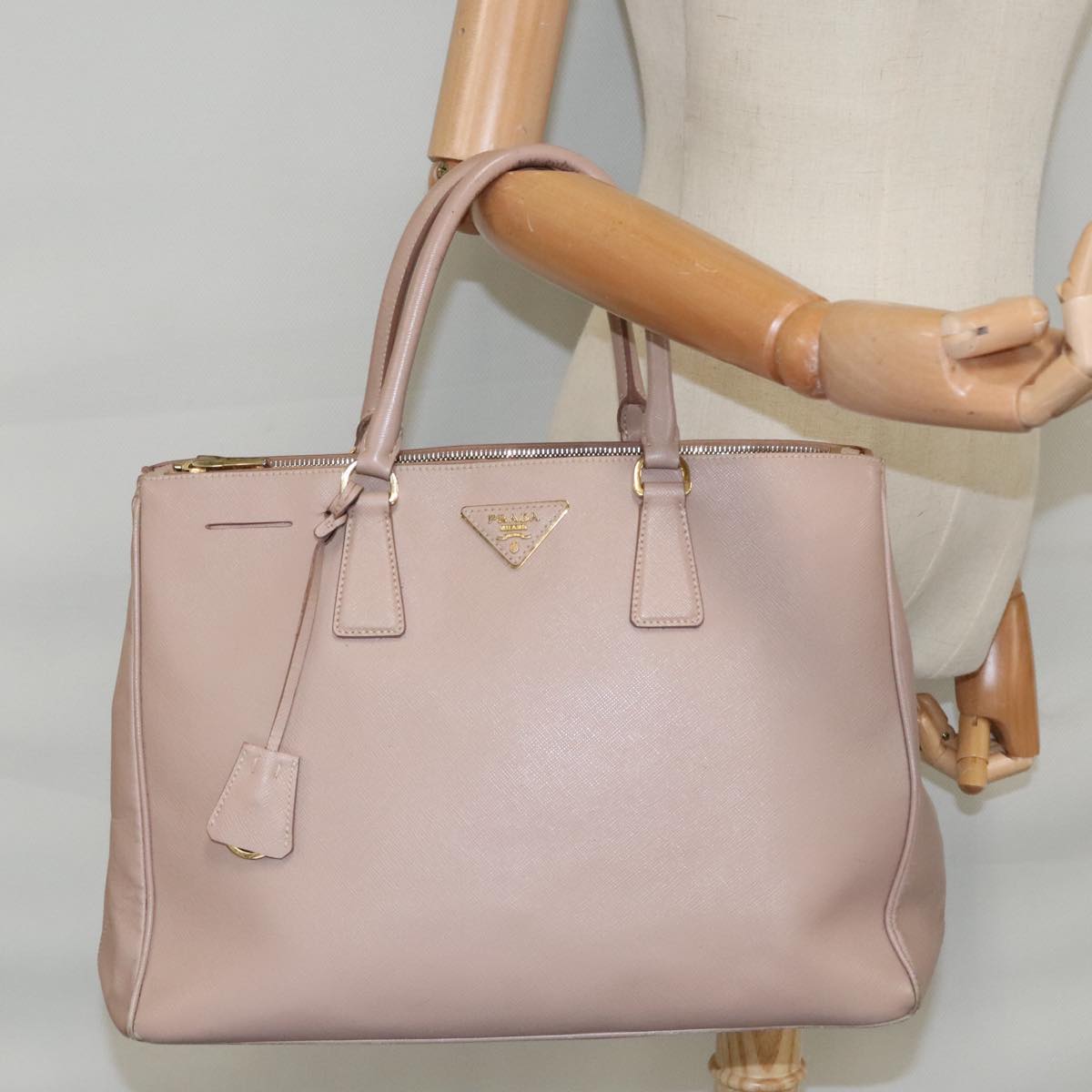 PRADA Galleria Hand Bag Safiano leather Pink Gold Auth bs18675