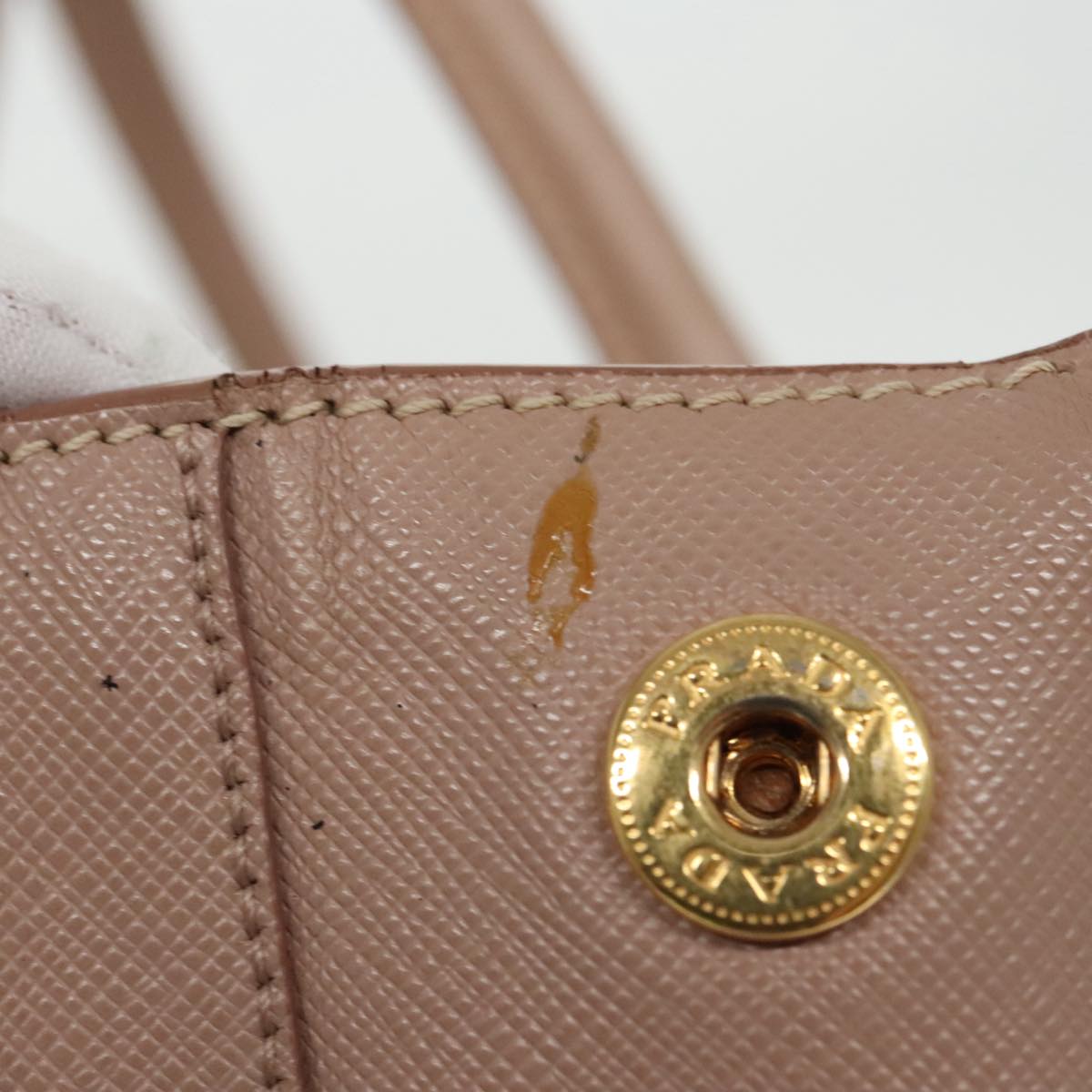 PRADA Galleria Hand Bag Safiano leather Pink Gold Auth bs18675