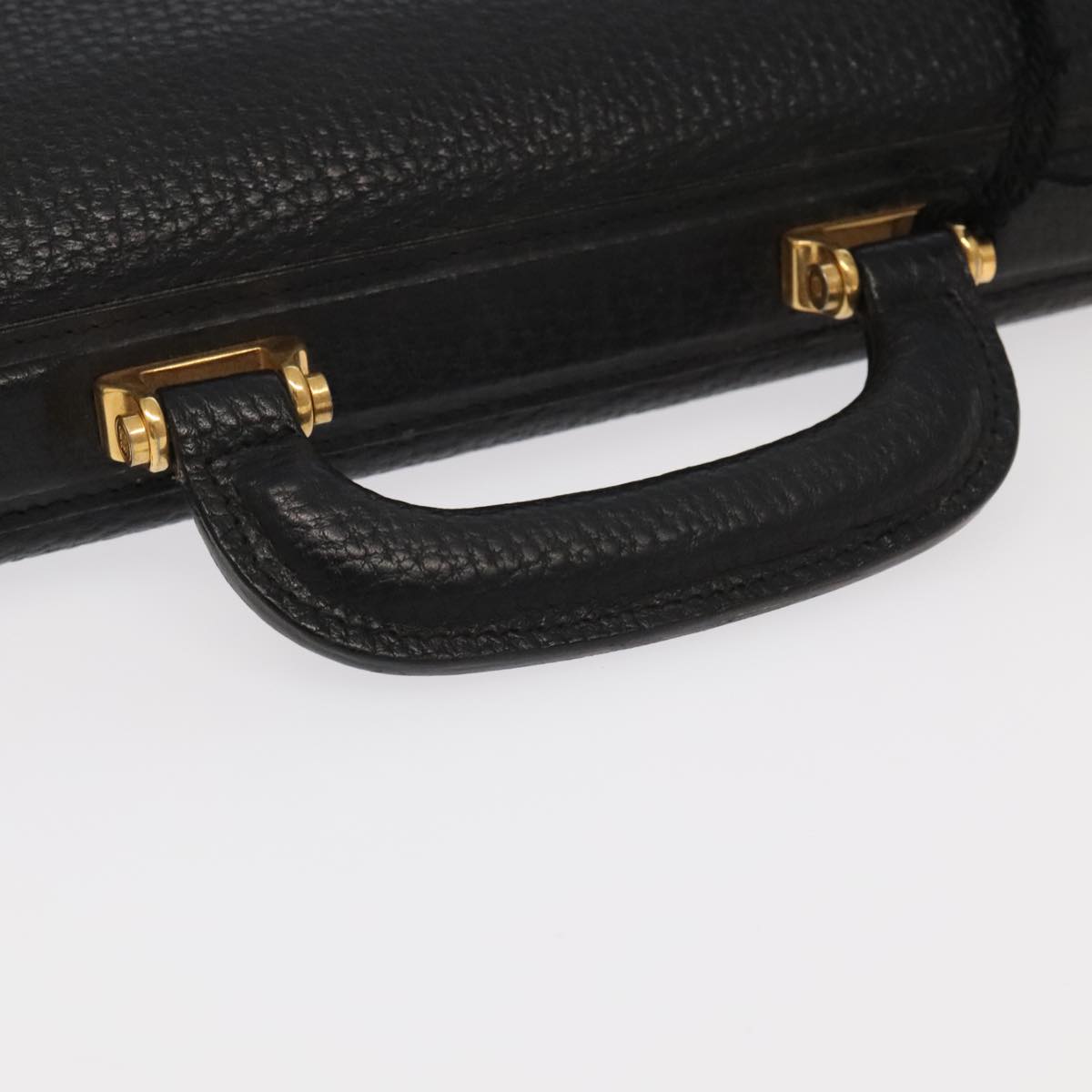 LOEWE Anagram Business Bag Leather Black Gold Auth bs18692