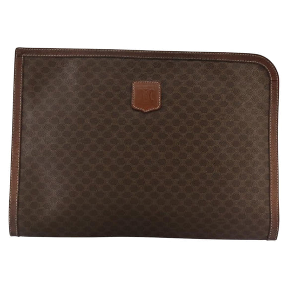 CELINE Macadam Canvas Briefcase PVC Leather Brown Auth bs18695