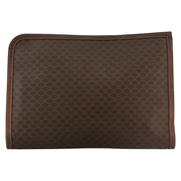 CELINE Macadam Canvas Briefcase PVC Leather Brown Auth bs18695