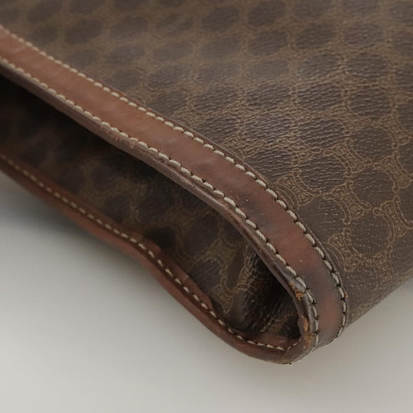 CELINE Macadam Canvas Briefcase PVC Leather Brown Auth bs18695