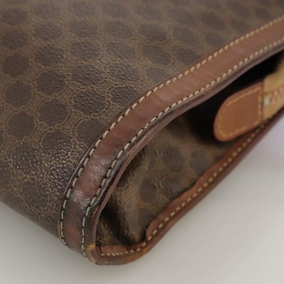 CELINE Macadam Canvas Briefcase PVC Leather Brown Auth bs18695